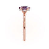 PARIS - Chatham® Oval Alexandrite & Diamond 18k Rose Gold Petite Hidden Halo