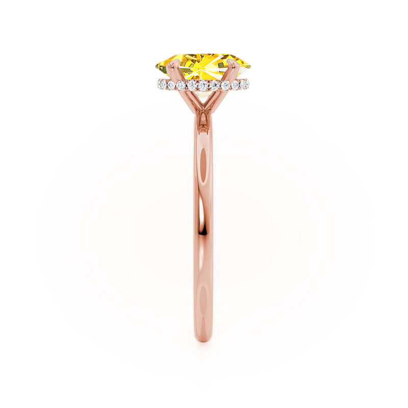 PARIS - Chatham® Oval Yellow Sapphire & Diamond 18k Rose Gold Petite Hidden Halo