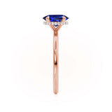 PARIS - Chatham® Oval Blue Sapphire & Diamond 18k Rose Gold Petite Hidden Halo