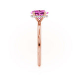 PARIS - Chatham® Oval Pink Sapphire & Diamond 18k Rose Gold Petite Hidden Halo