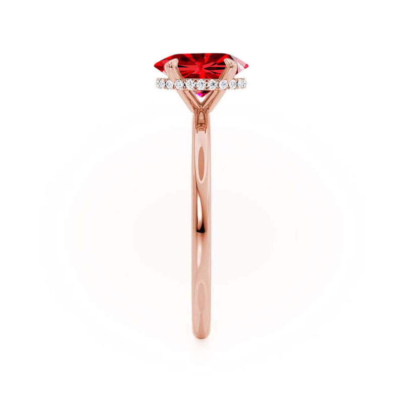 PARIS - Chatham® Oval Ruby & Diamond 18k Rose Gold Petite Hidden Halo