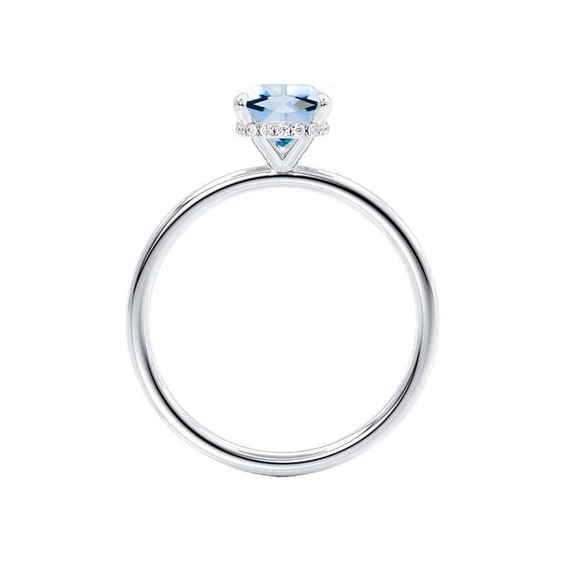 PARIS - Chatham® Oval Aqua Spinel & Diamond 18k White Gold Petite Hidden Halo