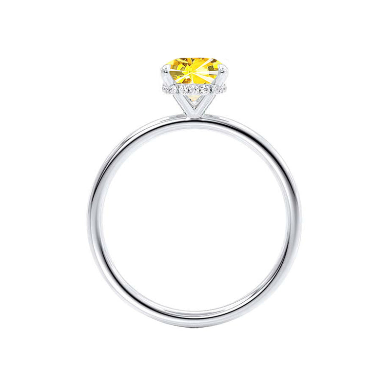 PARIS - Chatham® Oval Yellow Sapphire & Diamond 18k White Gold Petite Hidden Halo