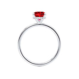 PARIS - Chatham® Oval Ruby & Diamond 18k White Gold Petite Hidden Halo