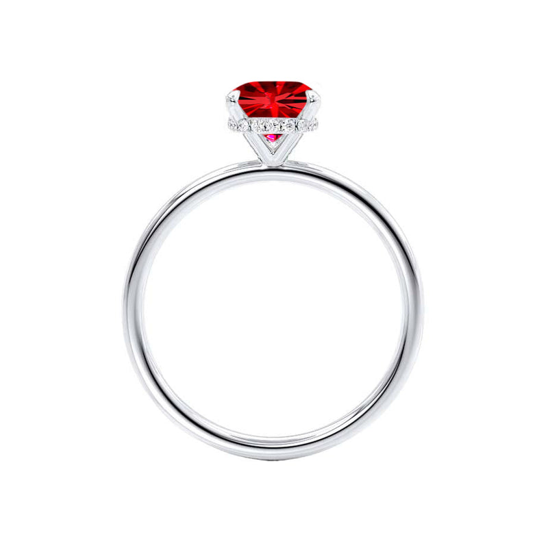 PARIS - Chatham® Oval Ruby & Diamond 18k White Gold Petite Hidden Halo