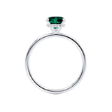 PARIS - Chatham® Oval Emerald & Diamond 950 Platinum Petite Hidden Halo