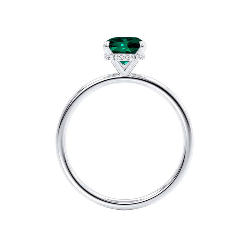 PARIS - Chatham® Oval Emerald & Diamond 950 Platinum Petite Hidden Halo