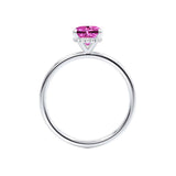 PARIS - Chatham® Oval Pink Sapphire & Diamond 18k White Gold Petite Hidden Halo