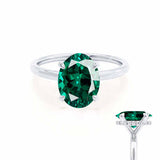 PARIS - Chatham® Oval Emerald & Diamond 950 Platinum Petite Hidden Halo