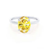 PARIS - Chatham® Oval Yellow Sapphire & Diamond 18k White Gold Petite Hidden Halo