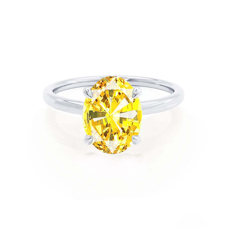 PARIS - Chatham® Oval Yellow Sapphire & Diamond 18k White Gold Petite Hidden Halo
