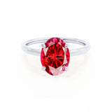 PARIS - Chatham® Oval Ruby & Diamond 18k White Gold Petite Hidden Halo