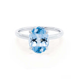 PARIS - Chatham® Oval Aqua Spinel & Diamond 18k White Gold Petite Hidden Halo