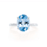 PARIS - Chatham® Oval Aqua Spinel & Diamond 18k White Gold Petite Hidden Halo