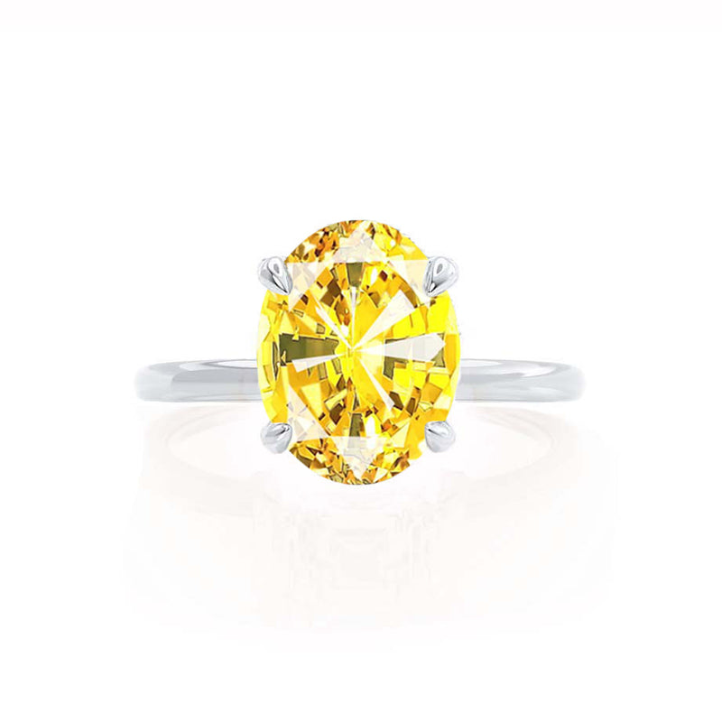 PARIS - Chatham® Oval Yellow Sapphire & Diamond 18k White Gold Petite Hidden Halo