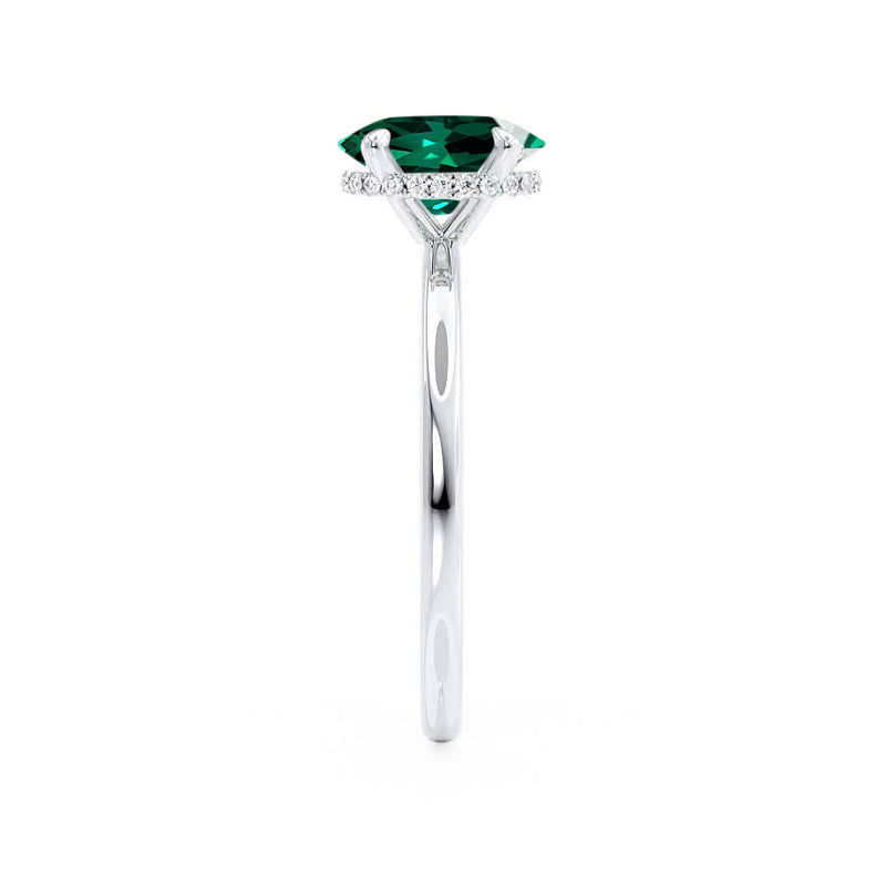 PARIS - Chatham® Oval Emerald & Diamond 950 Platinum Petite Hidden Halo