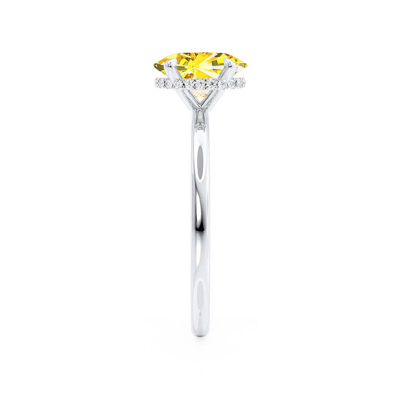 PARIS - Chatham® Oval Yellow Sapphire & Diamond 18k White Gold Petite Hidden Halo
