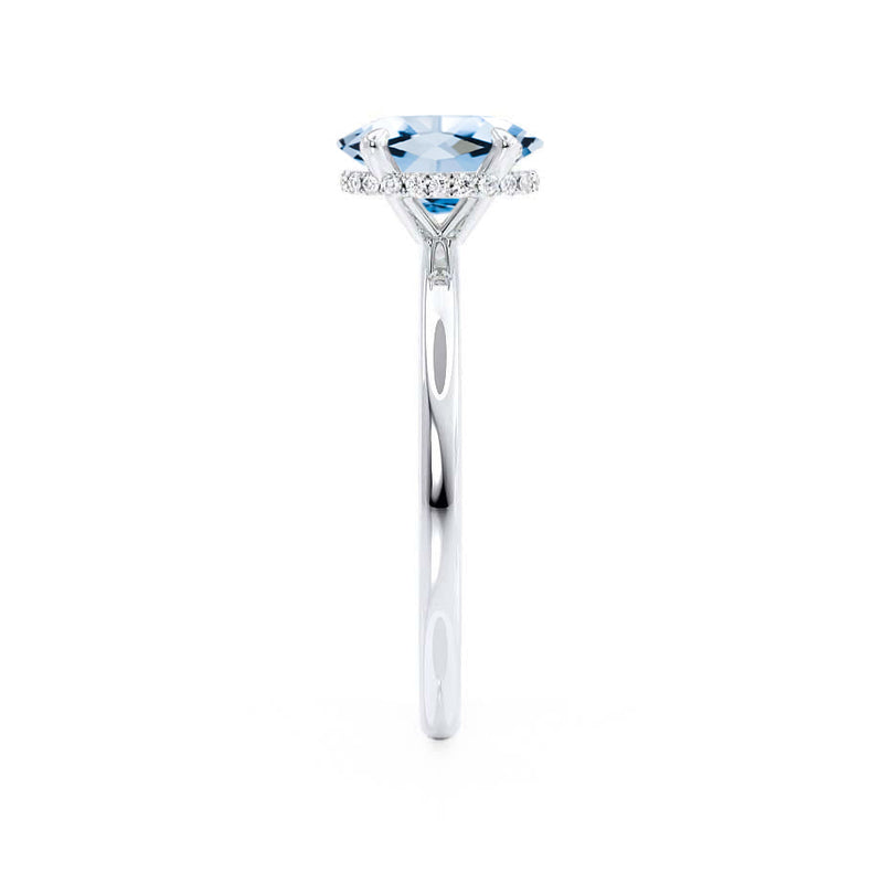 PARIS - Chatham® Oval Aqua Spinel & Diamond 18k White Gold Petite Hidden Halo