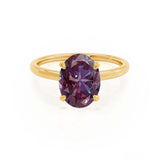 PARIS - Chatham® Oval Alexandrite & Diamond 18k Yellow Gold Petite Hidden Halo