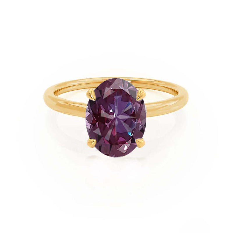 PARIS - Chatham® Oval Alexandrite & Diamond 18k Yellow Gold Petite Hidden Halo