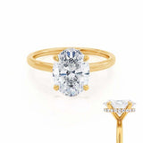 PARIS - Oval natural Diamond 18k Yellow Gold Hidden Halo Engagement Ring Lily Arkwright