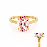PARIS - Chatham® Oval Champagne Sapphire & Diamond 18k Yellow Gold Petite Hidden Halo