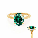 PARIS - Chatham® Oval Emerald & Diamond 18k Yellow Gold Petite Hidden Halo