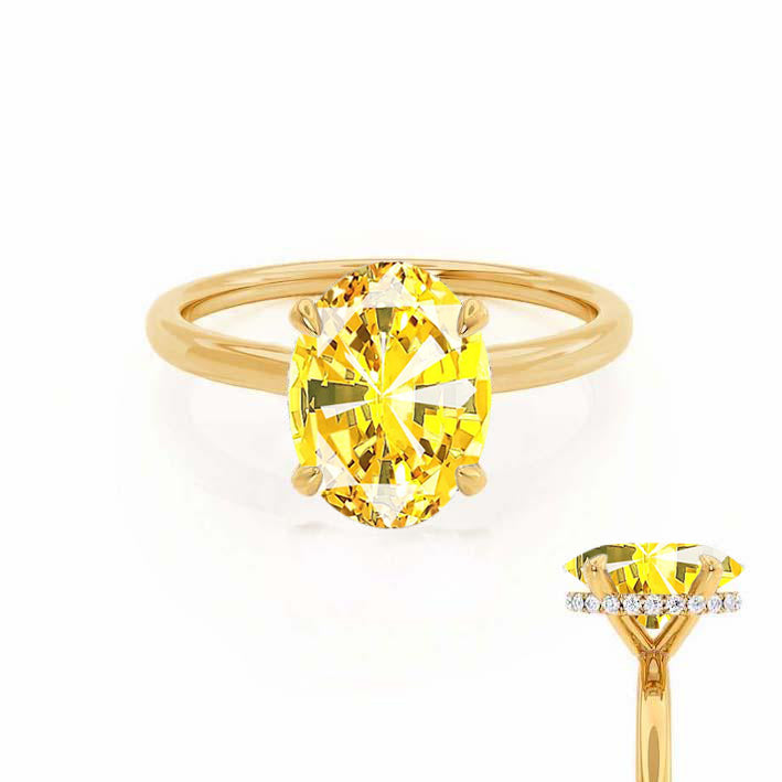 PARIS - Chatham® Oval Yellow Sapphire & Diamond 18k Yellow Gold Petite Hidden Halo