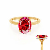 PARIS - Chatham® Oval Ruby & Diamond 18k Yellow Gold Petite Hidden Halo