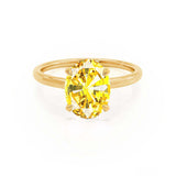 PARIS - Chatham® Oval Yellow Sapphire & Diamond 18k Yellow Gold Petite Hidden Halo