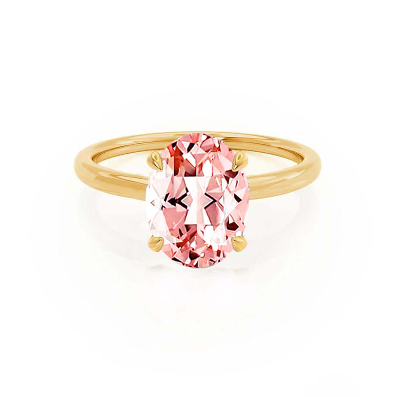 PARIS - Chatham® Oval Champagne Sapphire & Diamond 18k Yellow Gold Petite Hidden Halo
