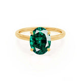 PARIS - Chatham® Oval Emerald & Diamond 18k Yellow Gold Petite Hidden Halo