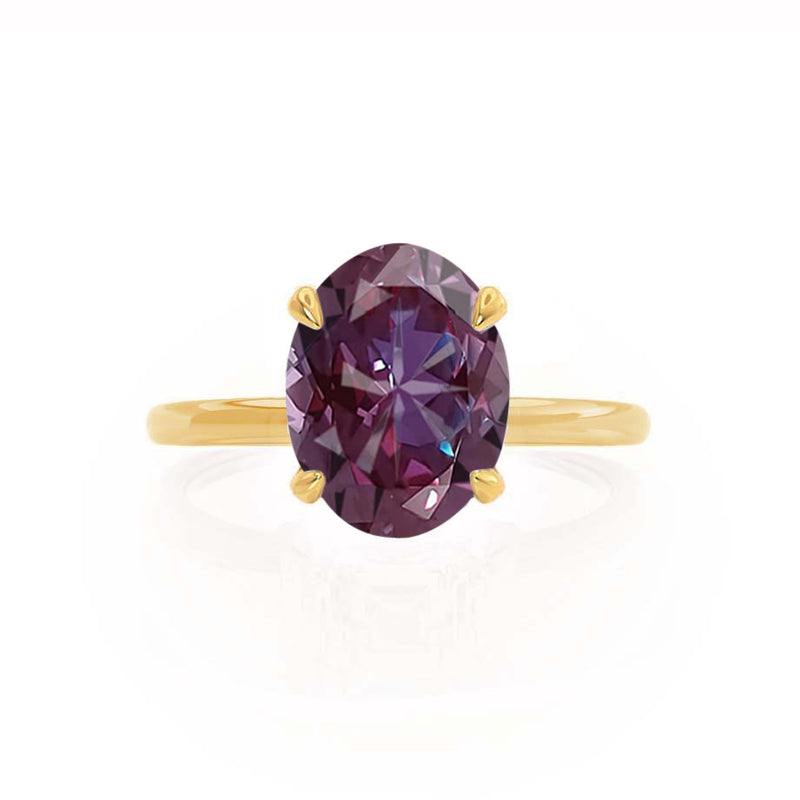 PARIS - Chatham® Oval Alexandrite & Diamond 18k Yellow Gold Petite Hidden Halo