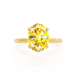 PARIS - Chatham® Oval Yellow Sapphire & Diamond 18k Yellow Gold Petite Hidden Halo