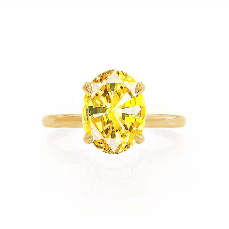 PARIS - Chatham® Oval Yellow Sapphire & Diamond 18k Yellow Gold Petite Hidden Halo