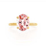 PARIS - Chatham® Oval Champagne Sapphire & Diamond 18k Yellow Gold Petite Hidden Halo