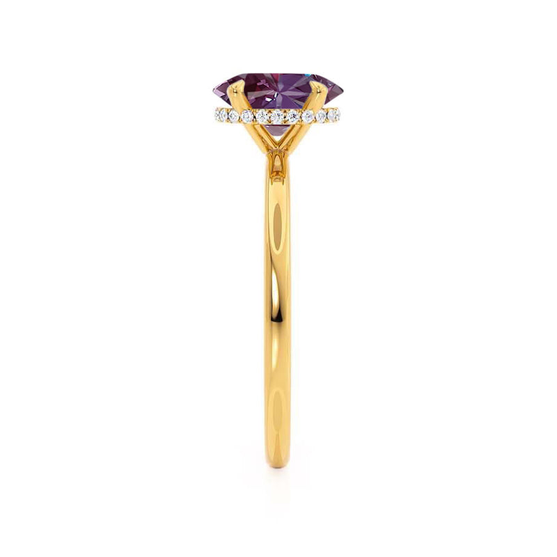 PARIS - Chatham® Oval Alexandrite & Diamond 18k Yellow Gold Petite Hidden Halo