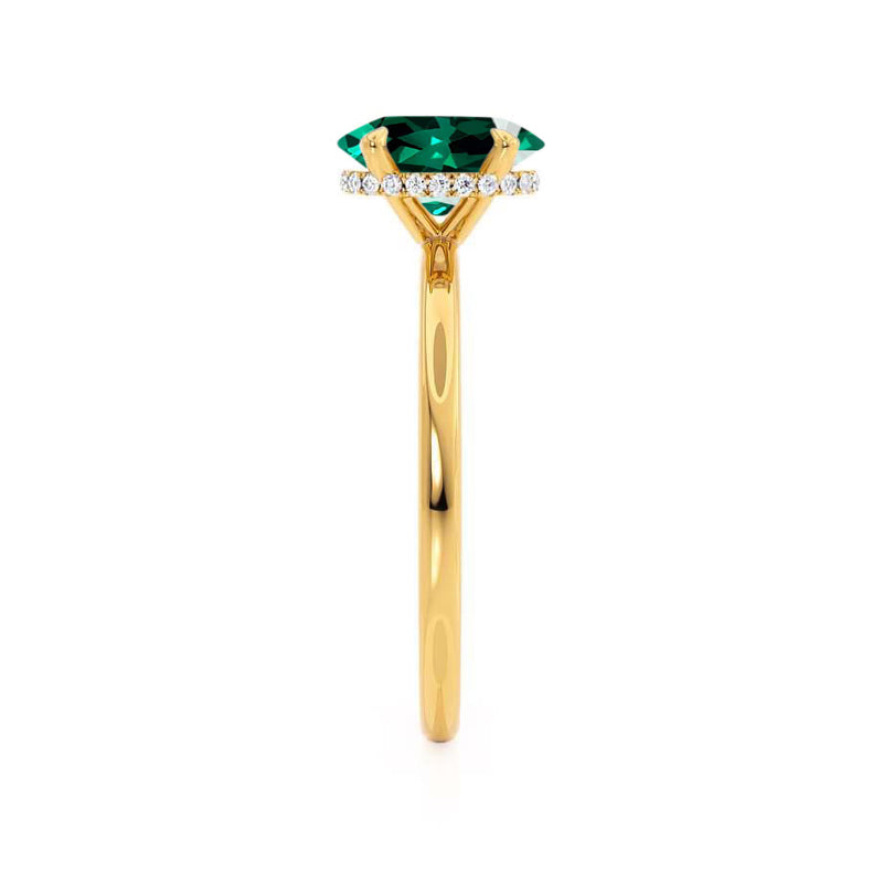 PARIS - Chatham® Oval Emerald & Diamond 18k Yellow Gold Petite Hidden Halo
