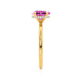 PARIS - Chatham® Oval Pink Sapphire & Diamond 18k Yellow Gold Petite Hidden Halo