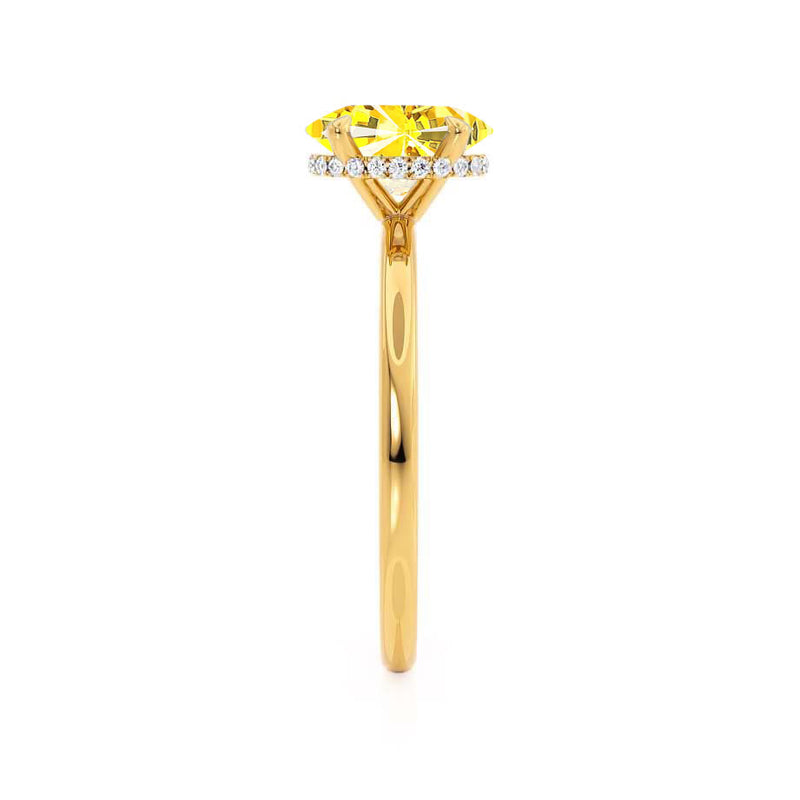 PARIS - Chatham® Oval Yellow Sapphire & Diamond 18k Yellow Gold Petite Hidden Halo