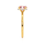 PARIS - Chatham® Oval Champagne Sapphire & Diamond 18k Yellow Gold Petite Hidden Halo