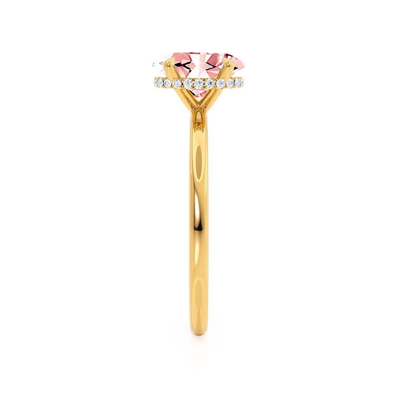 PARIS - Chatham® Oval Champagne Sapphire & Diamond 18k Yellow Gold Petite Hidden Halo