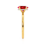 PARIS - Chatham® Oval Ruby & Diamond 18k Yellow Gold Petite Hidden Halo