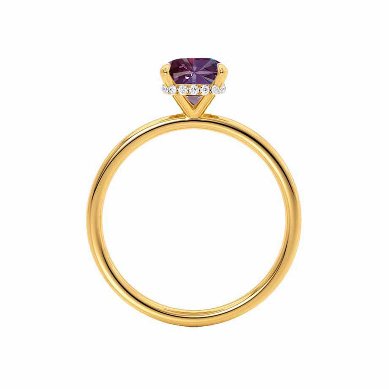PARIS - Chatham® Oval Alexandrite & Diamond 18k Yellow Gold Petite Hidden Halo