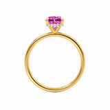 PARIS - Chatham® Oval Pink Sapphire & Diamond 18k Yellow Gold Petite Hidden Halo