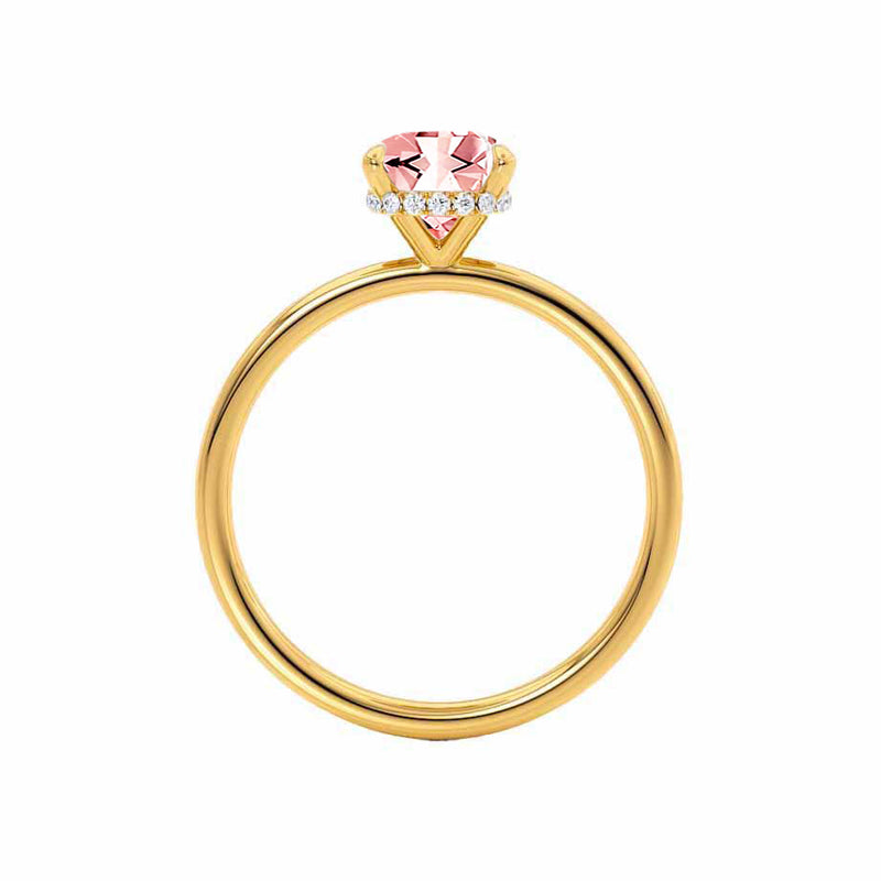 PARIS - Chatham® Oval Champagne Sapphire & Diamond 18k Yellow Gold Petite Hidden Halo