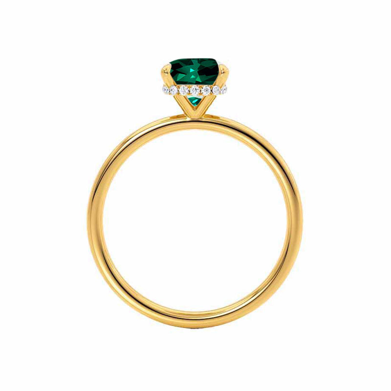 PARIS - Chatham® Oval Emerald & Diamond 18k Yellow Gold Petite Hidden Halo