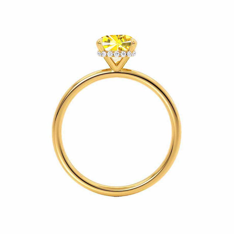 PARIS - Chatham® Oval Yellow Sapphire & Diamond 18k Yellow Gold Petite Hidden Halo