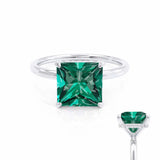 PARIS - Chatham® Princess Emerald & Diamond 18k White Gold Petite Hidden Halo