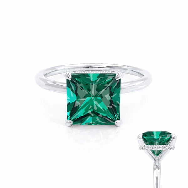 PARIS - Chatham® Princess Emerald & Diamond 950 Platinum Petite Hidden Halo
